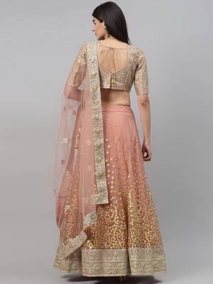 Astonishing Brown Zari Worked Soft Net Wedding Wear Lehenga Choli Wedding Lehenga 4