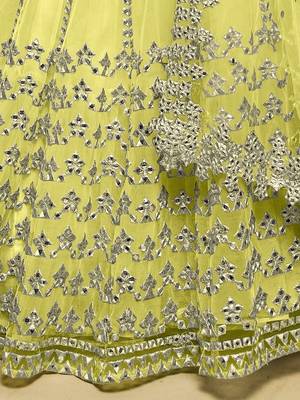 Lime Green Foil Work Net Indian Party Wear Lehenga Choli 5