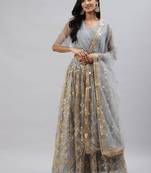  Grey Sequins Soft Net Party Wear Lehenga Choli Wedding Lehenga