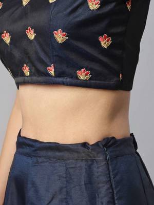 Adorable Blue Floral Embroidered Silk Wedding Lehenga Choli Wedding Lehenga 5