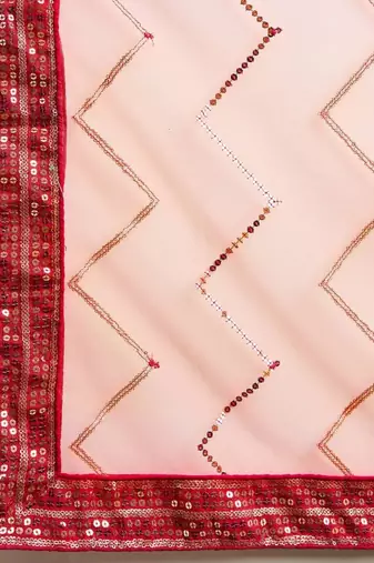  Pink Thread & Sequins Wedding Wear Chinon Lehenga Choli Set Bridal Lehenga