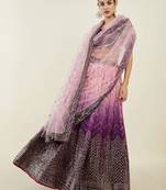 Purple Thread & Sequins Wedding Wear Chinon Lehenga Choli Set Party Lehenga