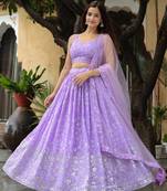 Astonishing Lavender Embroidered Georgette Bridesmaid Lehenga Choli Ethnic Lehenga