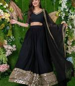 Glorious Black Embroidered Georgette Festive Wear Ethnic Lehenga Choli Set