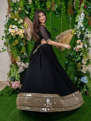 Glorious Black Embroidered Georgette Festive Wear Ethnic Lehenga Choli Set 4