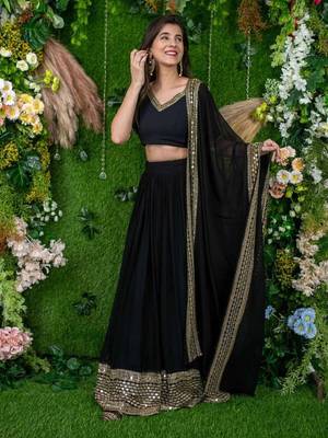 Glorious Black Embroidered Georgette Festive Wear Ethnic Lehenga Choli Set 5