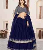 stunning blue sequins georgette wedding wear lehenga choli wedding lehenga ghagra choli