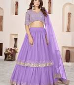 gorgeous lavender sequins georgette india wedding lehenga choli latest design