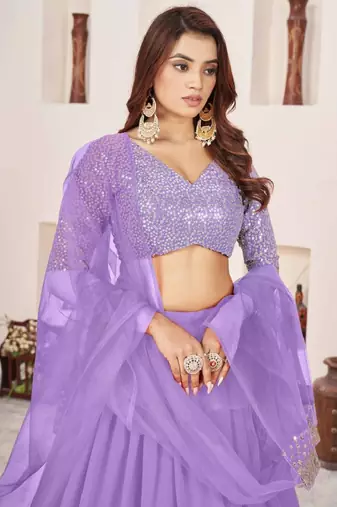gorgeous lavender sequins georgette india wedding lehenga choli latest design