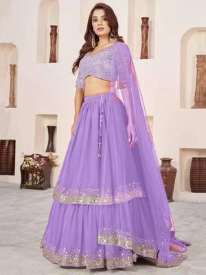 gorgeous lavender sequins georgette india wedding lehenga choli latest design 3