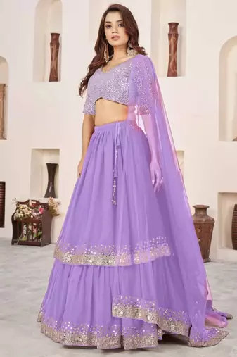 gorgeous lavender sequins georgette india wedding lehenga choli latest design