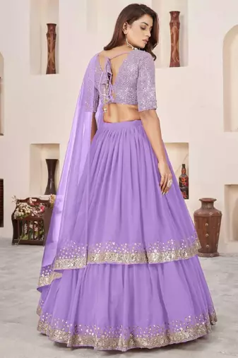 gorgeous lavender sequins georgette india wedding lehenga choli latest design