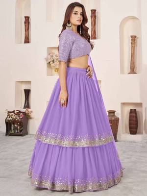 gorgeous lavender sequins georgette india wedding lehenga choli latest design 5