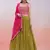  Green Sequins Embroidered Georgette Indian Wedding Haldi Wear Lehenga