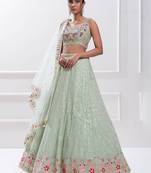  Light-Green Sequins Georgette Traditional Lehenga Choli Net Lehenga