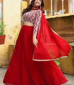  Red Embroidered Georgette Indian Wedding Wear Lehenga Choli Dress Designs