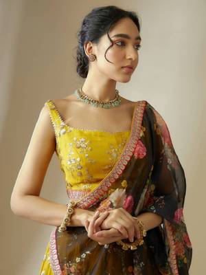 Yellow Georgette Sequins Lehenga Choli 2