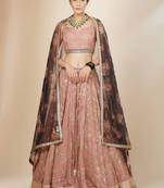  Pink Embroidered Georgette Party Wear Lehenga Choli
