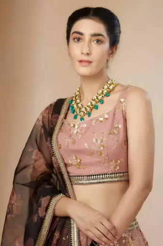  Pink Embroidered Georgette Party Wear Lehenga Choli