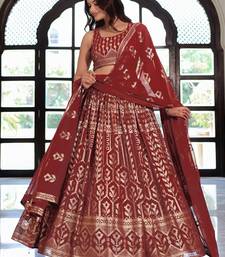  Maroon Sequins Georgette Wedding Wear Lehenga Choli With Dupatta