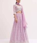 Adorable Purple Pink Sequins Embroiered Georgette Sangeet Wear Lehenga Choli