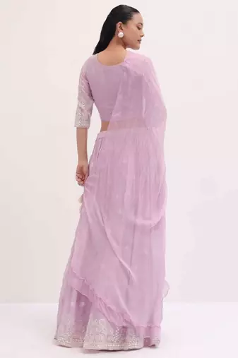 Adorable Purple Pink Sequins Embroiered Georgette Sangeet Wear Lehenga Choli