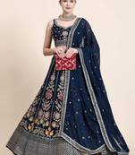 Wonderful Blue Multi Thread Embroidered Georgette Bollywood Lehenga Choli