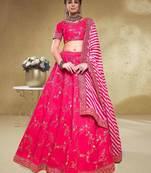 Pink Thread Embroidered Mulbury Silk Party Wear Lehenga Choli