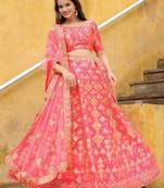 Peach Embroidered Silk Wedding Lehenga Choli With Dupatta Wedding Lehenga