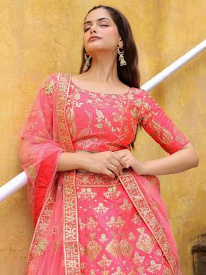 Peach Embroidered Silk Wedding Lehenga Choli With Dupatta Wedding Lehenga 2