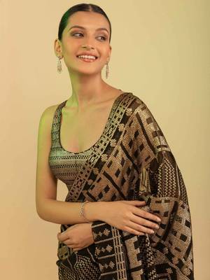 Black Sequins Georgette Event Wear Saree With Blouse 5
