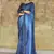 Astounding Navy Blue Sequined Satin Festive Wear Ethnic Saree With Blouse