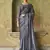 Winning Grey Sequined Embroidered Satin Party Wear Bridal Saree With Blouse