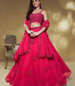 Hot-Pink Sequins Georgette Indian Engagement Wear Lehenga Choli