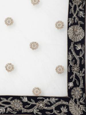  Navy Blue Zari And Dori Embroidered Velvet Indian Wedding Lehenga Dress 5