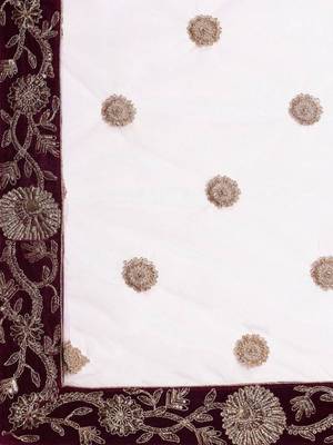  Purple Colored Zari And Dori Embroidered Velvet Wedding Lehenga 5