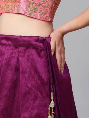  Purple Sequins Silk Wedding Lehenga With Pastel Pink Choli And Dupatta Wedding Lehenga 3