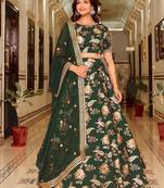 Stunning Green Embroidered Art Silk Wedding Wear Lehenga Choli Bollywood Lehenga