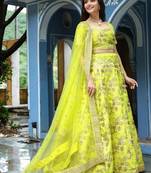 Fantastical Neon Embroidery Silk Lehenga Choli With Dupatta Wedding Lehenga