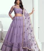 Lavender Net Sequin and Threadwork Lehenga