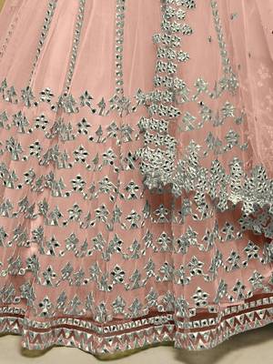Fascinating Pink Foil Work Net Designer Bridesmaid Wear Lehenga Choli 5