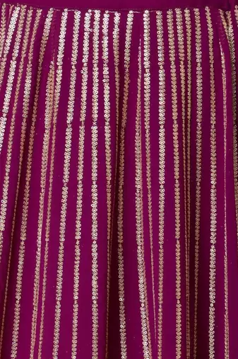 Marvelous Wine Sequins Embroidered Georgette Wedding Wear Indian Lehenga Dress Designs
