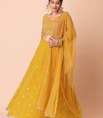 Fantastic Yellow Embroidered Georgette Festive Wear Ethnic Lehenga Choli Set