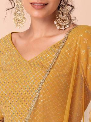 Fantastic Yellow Embroidered Georgette Festive Wear Ethnic Lehenga Choli Set 2