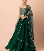  Green Georgette Party Wear Lehenga With Sequins Choli