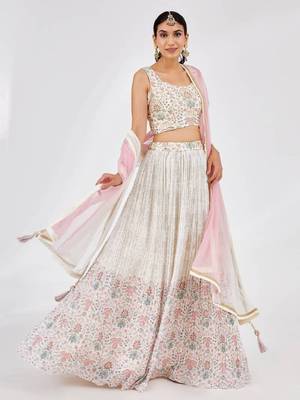 divine off white digital print georgette festive wear ethnic lehenga choli set 1