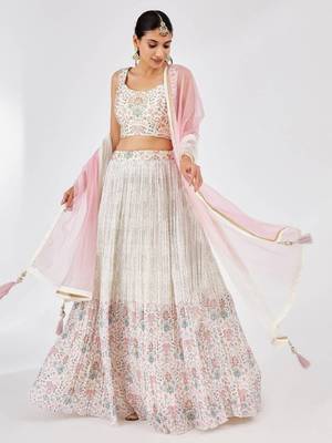 divine off white digital print georgette festive wear ethnic lehenga choli set 3