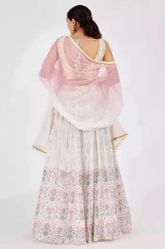 divine off white digital print georgette festive wear ethnic lehenga choli set