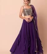 Purple Georgette Wedding Lehenga With Sequins Choli