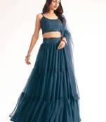 Blue Georgette Festival Wear Indian Lehenga Dress With Sequins Choli